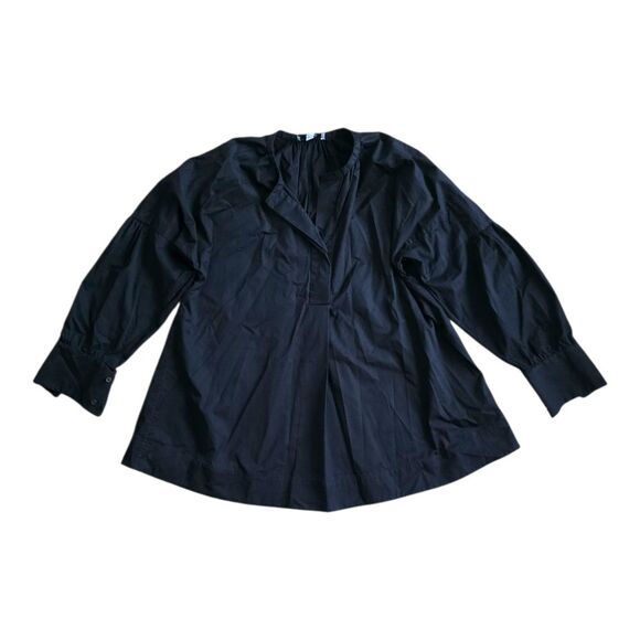 COS Black Elegant Pleated Cotton Tunic Blouse 4 - Picture 2 of 6